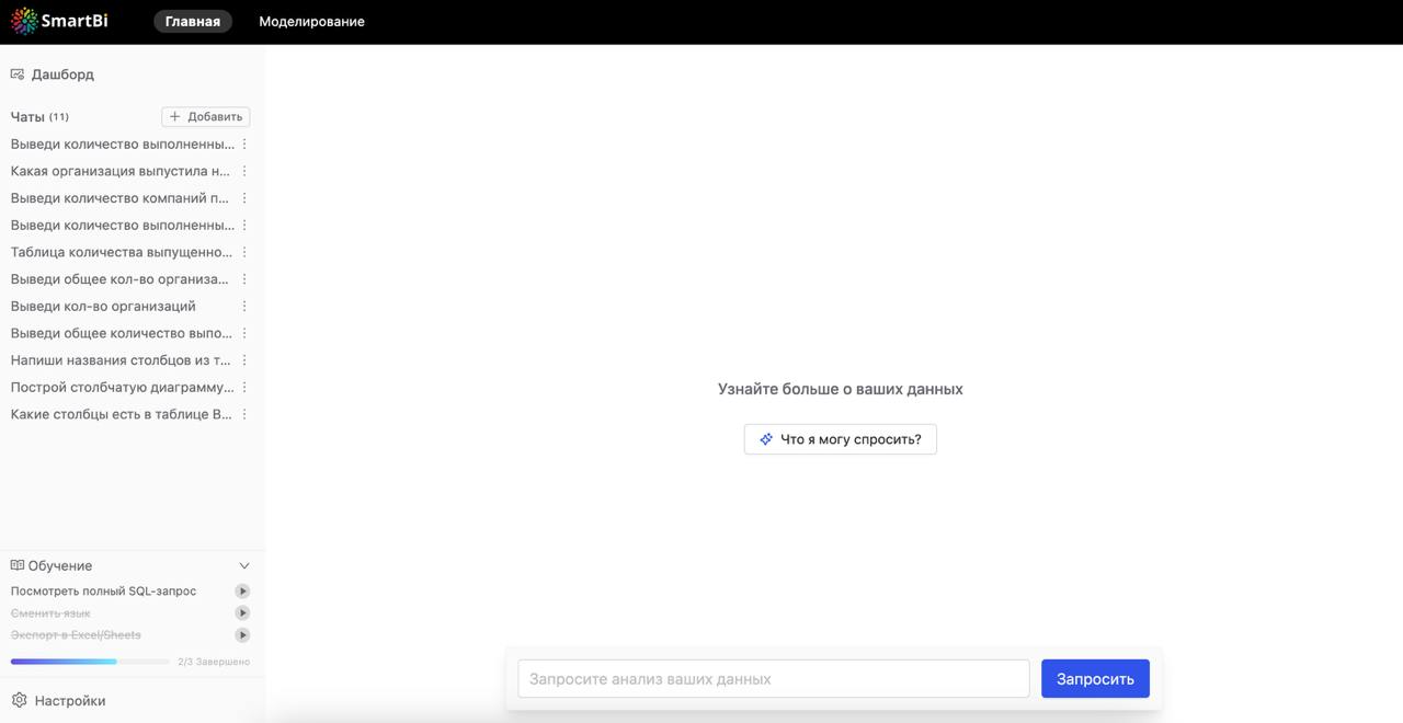 Интерфейс системы SmartBI