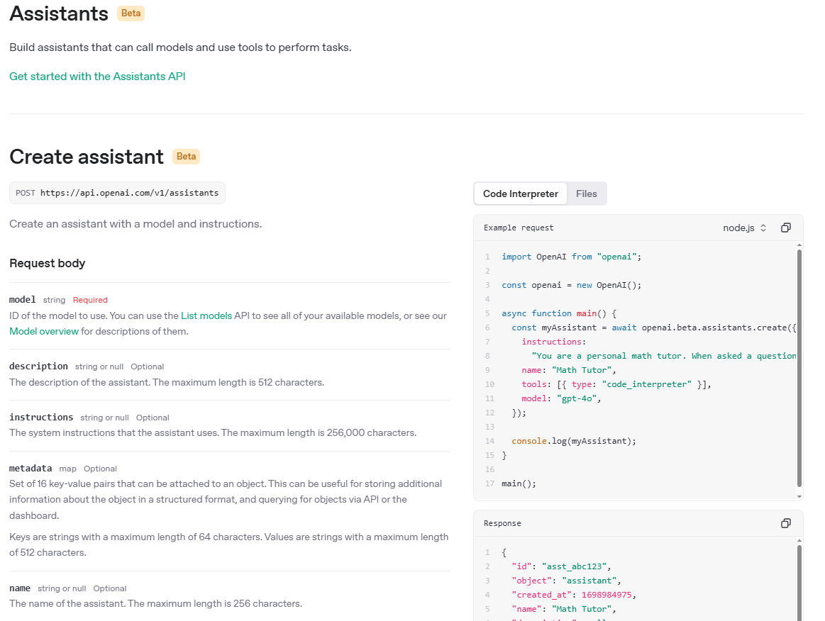 https://platform.openai.com/docs/api-reference/assistants