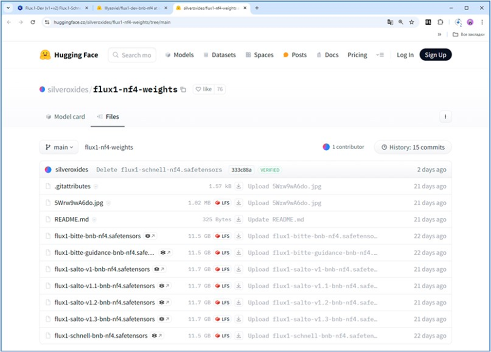 Stable Diffusion WebUI Forge: Шаг 2. Установка модели FLUX.1 - 1